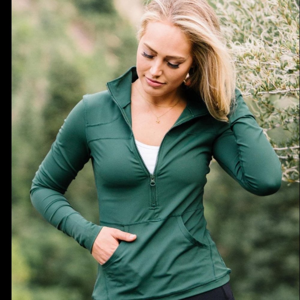 Zyia Green pocket 1/2 zip pullover NWT XL